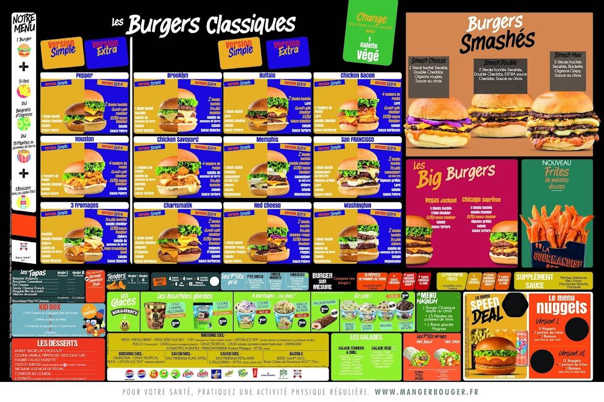 Menu de speed burger