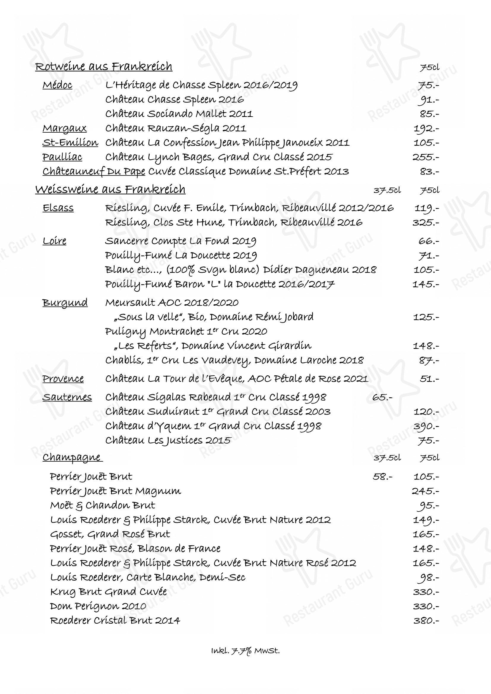 Menu per Restaurant Zum See ristorante