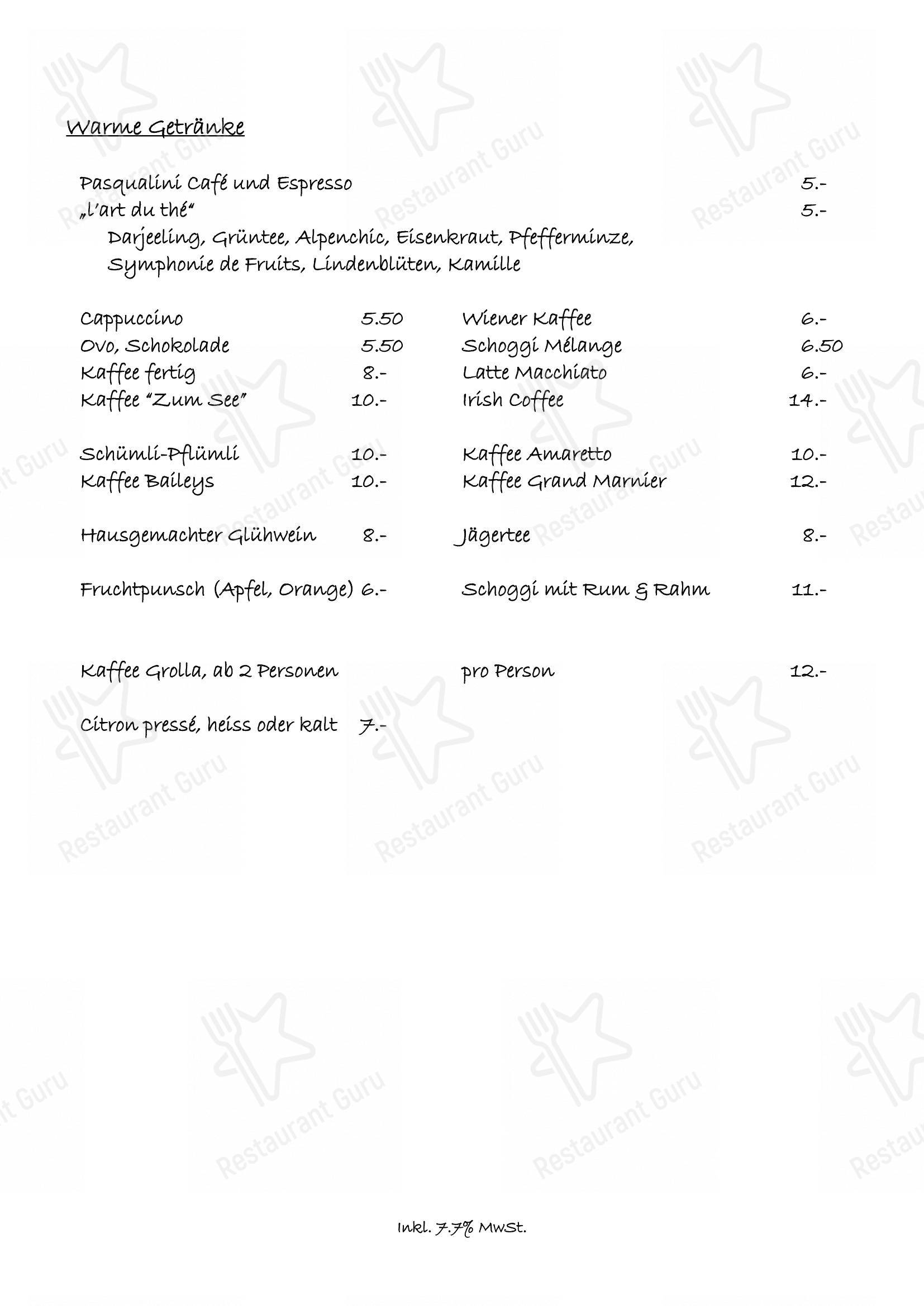 Menu di Restaurant Zum See - Menu