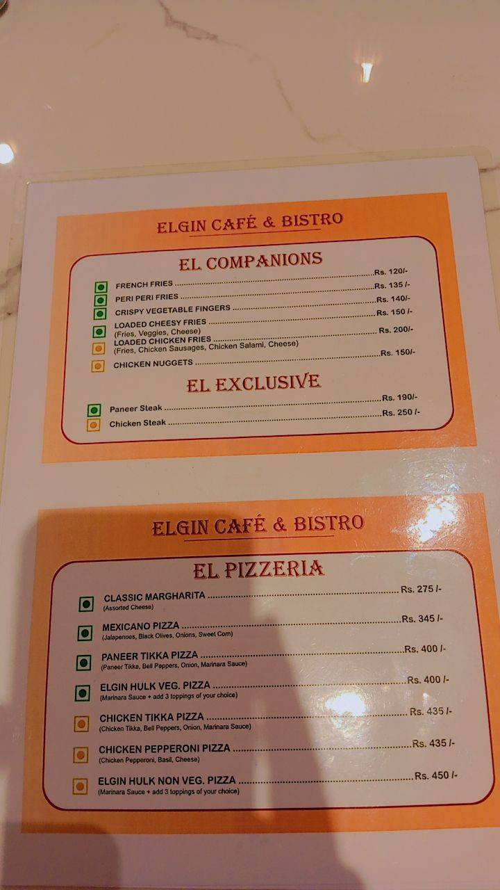 Elgin Cafe menu