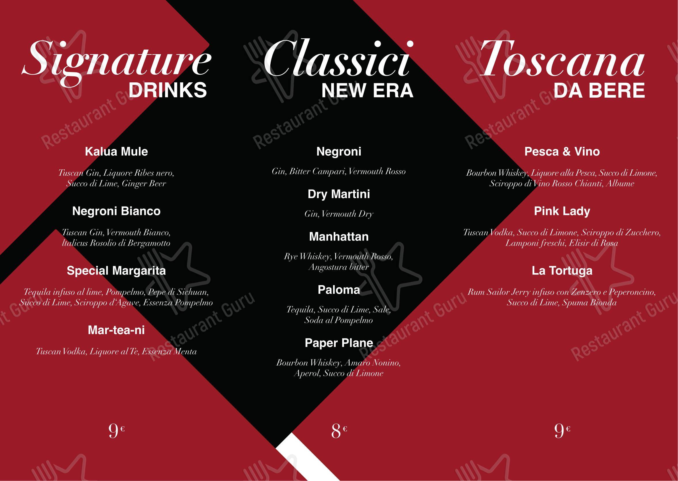 Menu bar per Pasticceria KALUA ristorante