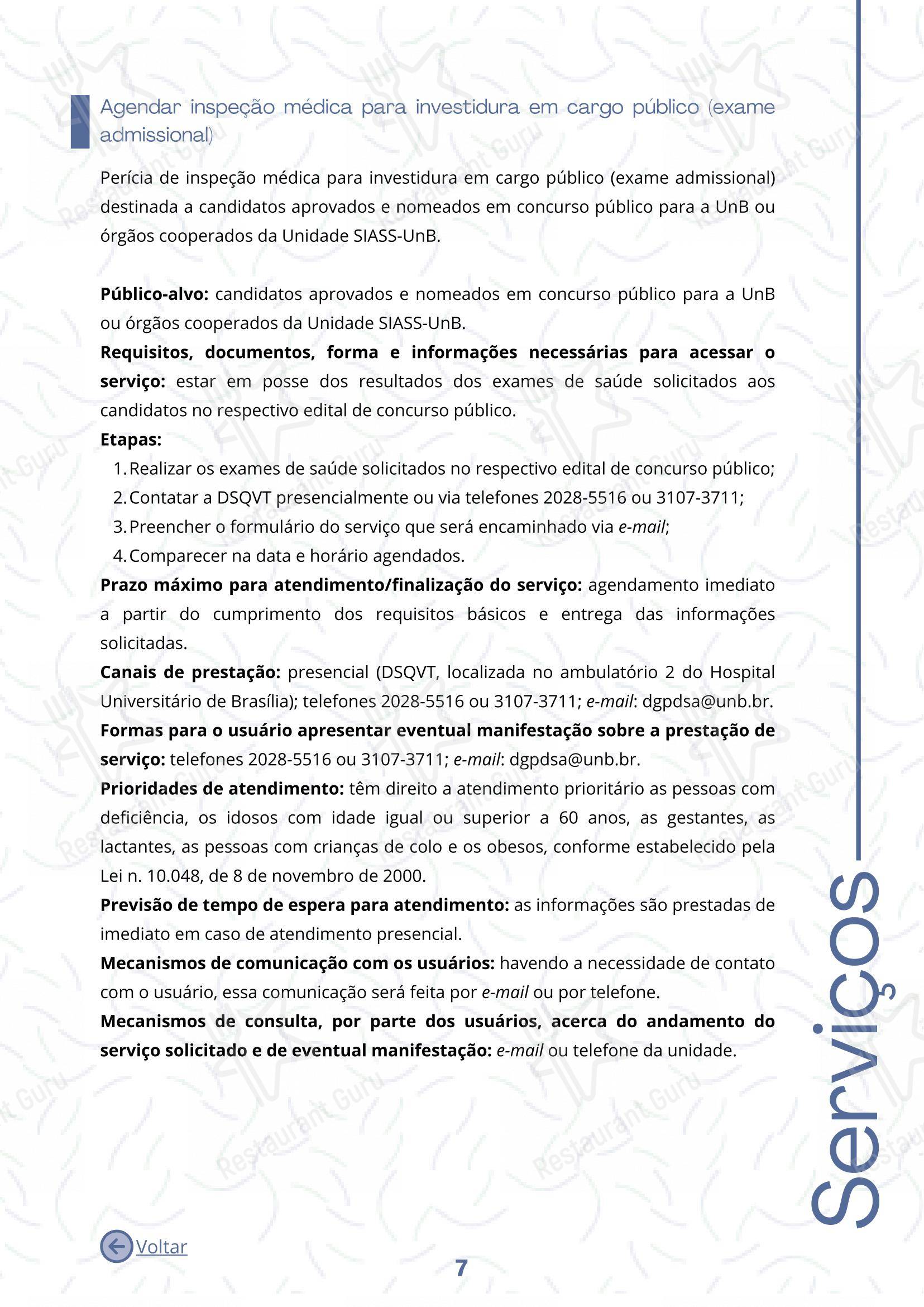 Restaurante Universitário - RU ISM GOMES DE MATTOS - Основное меню