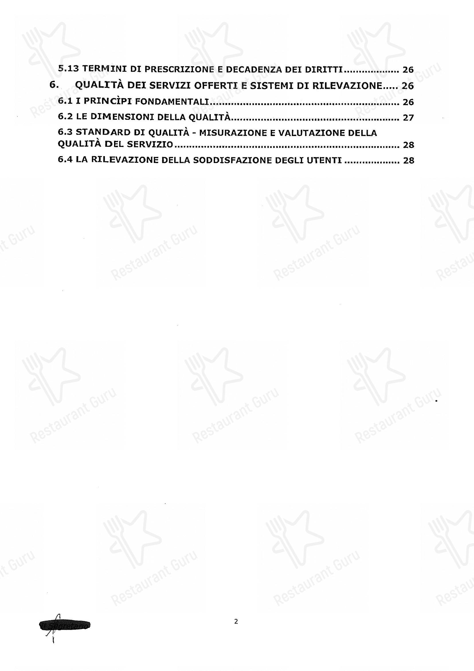 Menu bar per Woods - Centocelle in Roma