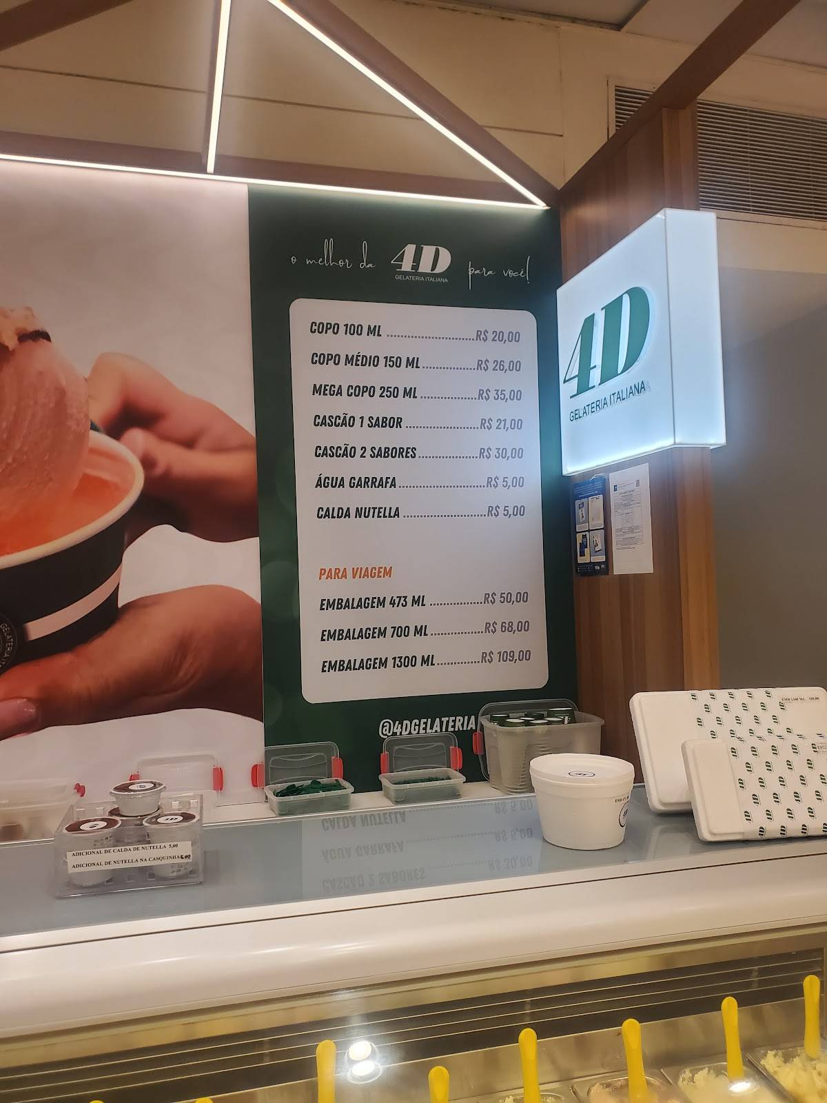 4 D gelateria italiana cardápio