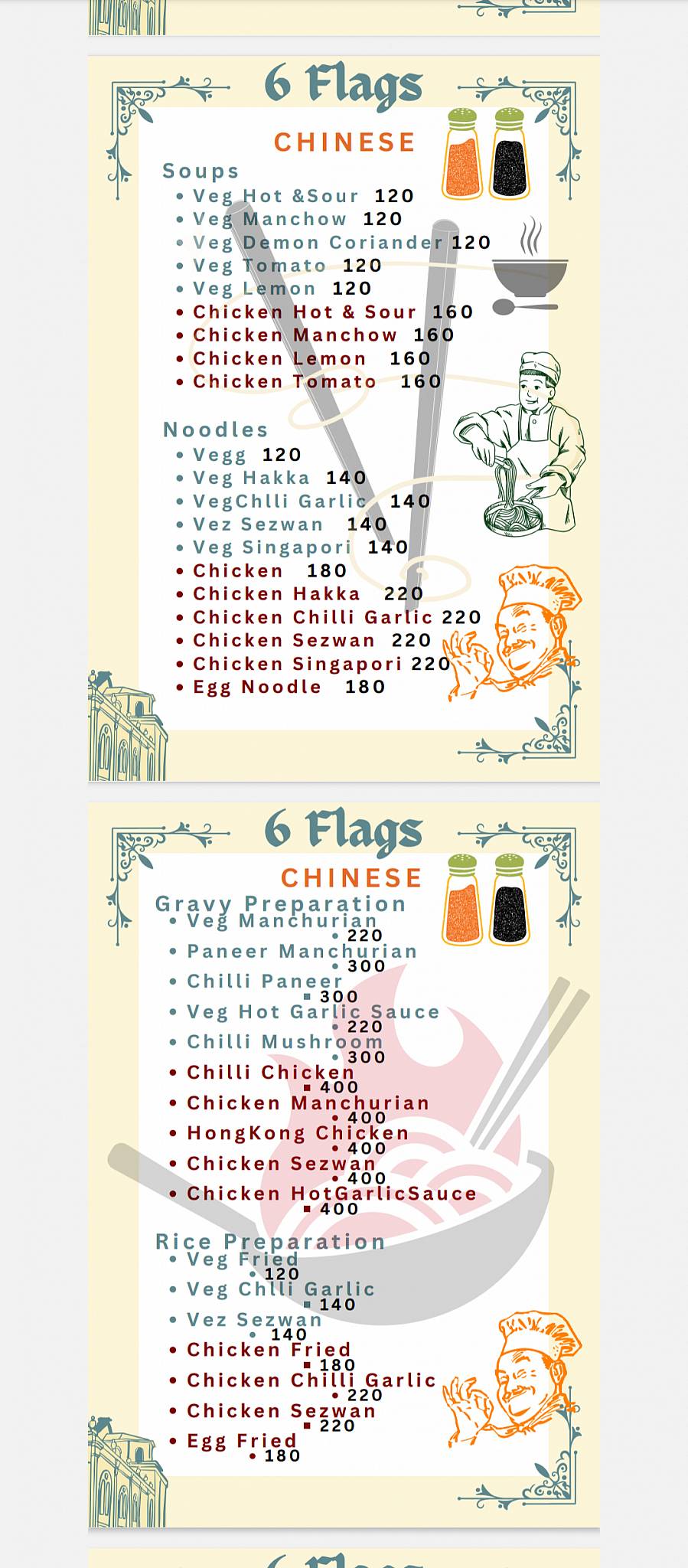 6 Flags Snooker Club & Restaurant menu
