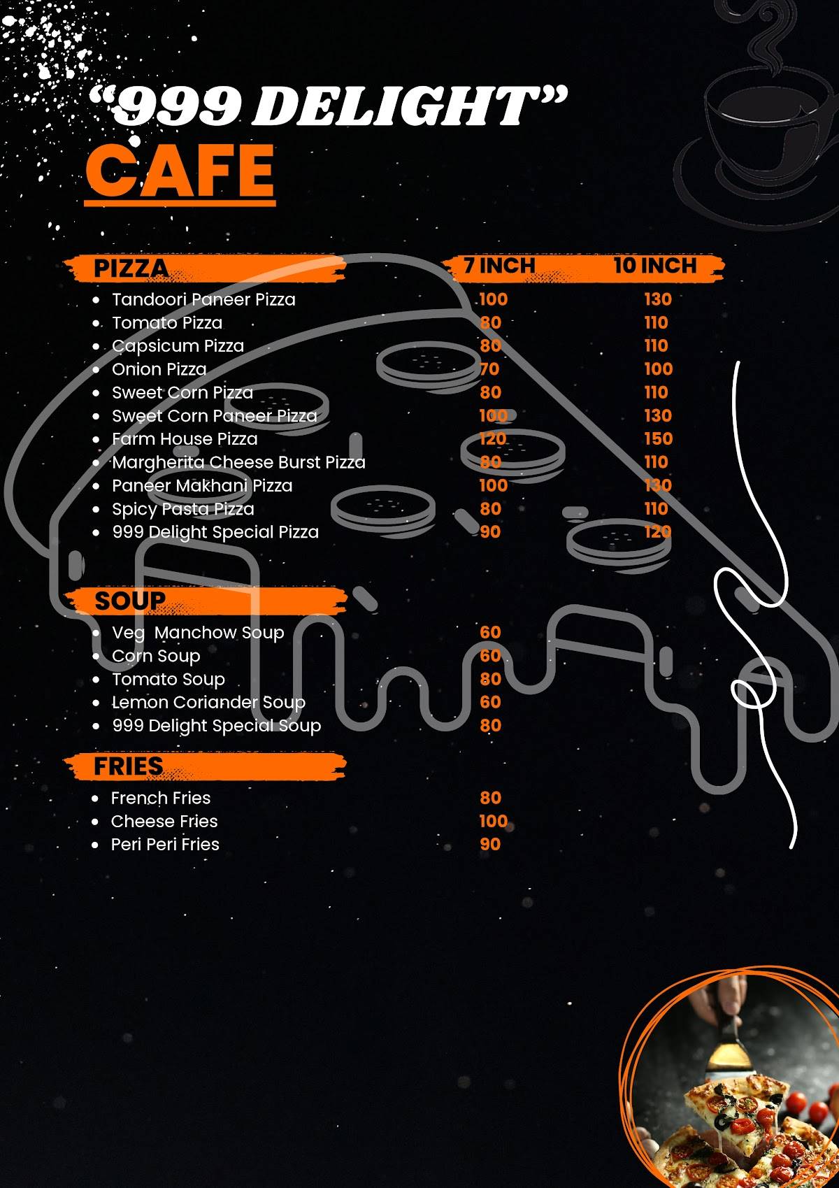999 Delight Cafe menu