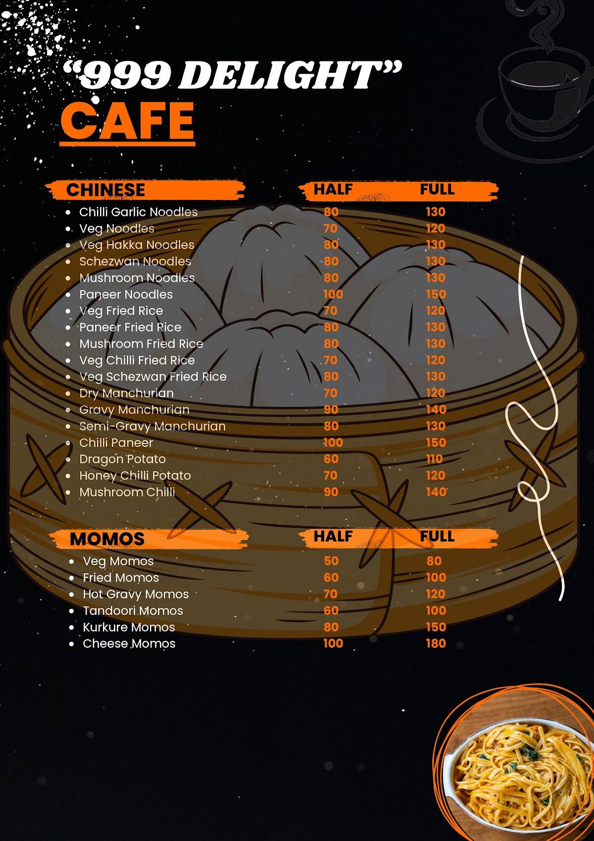 999 Delight Cafe menu