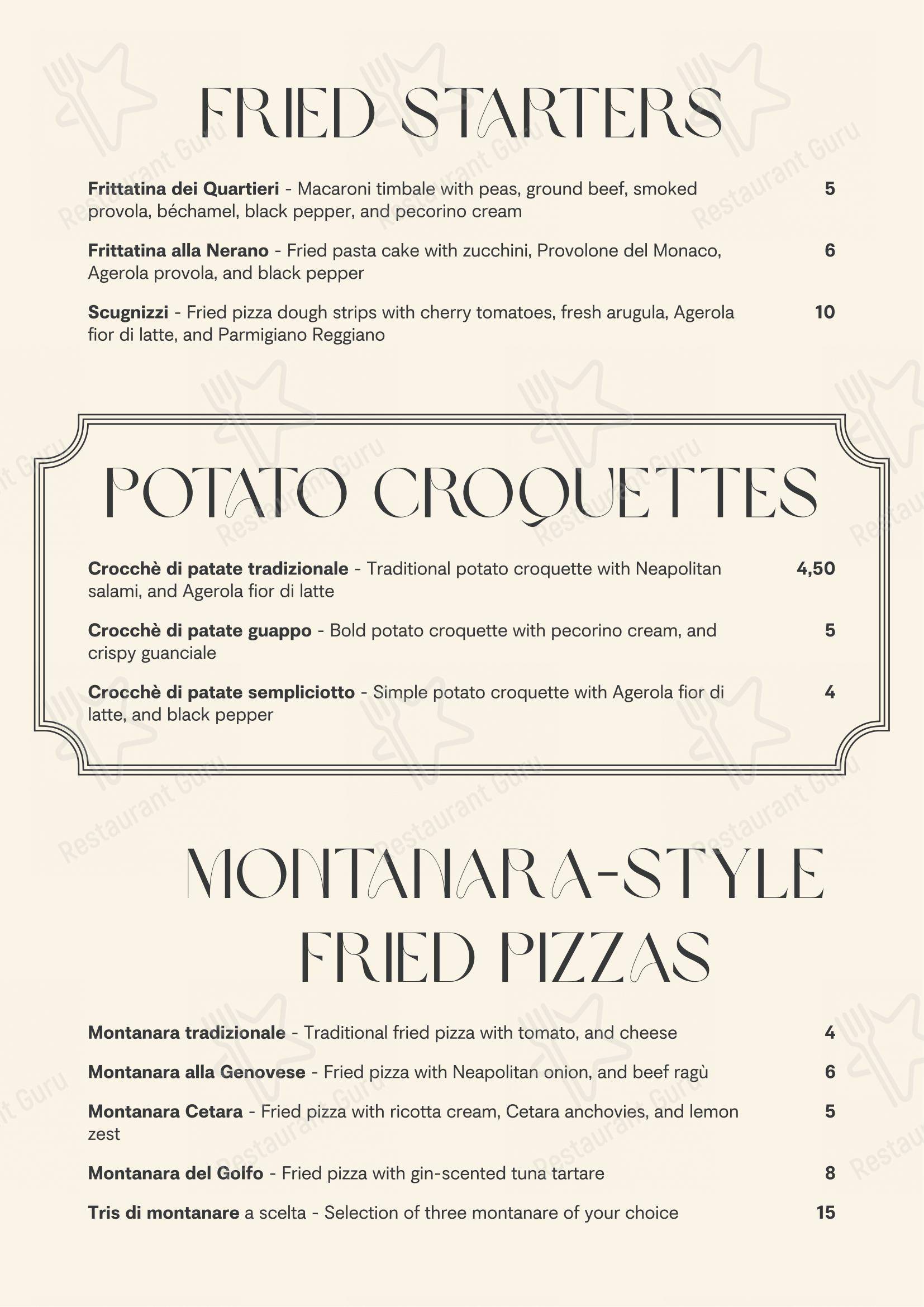 Menu per ’a Puteca pizzeria