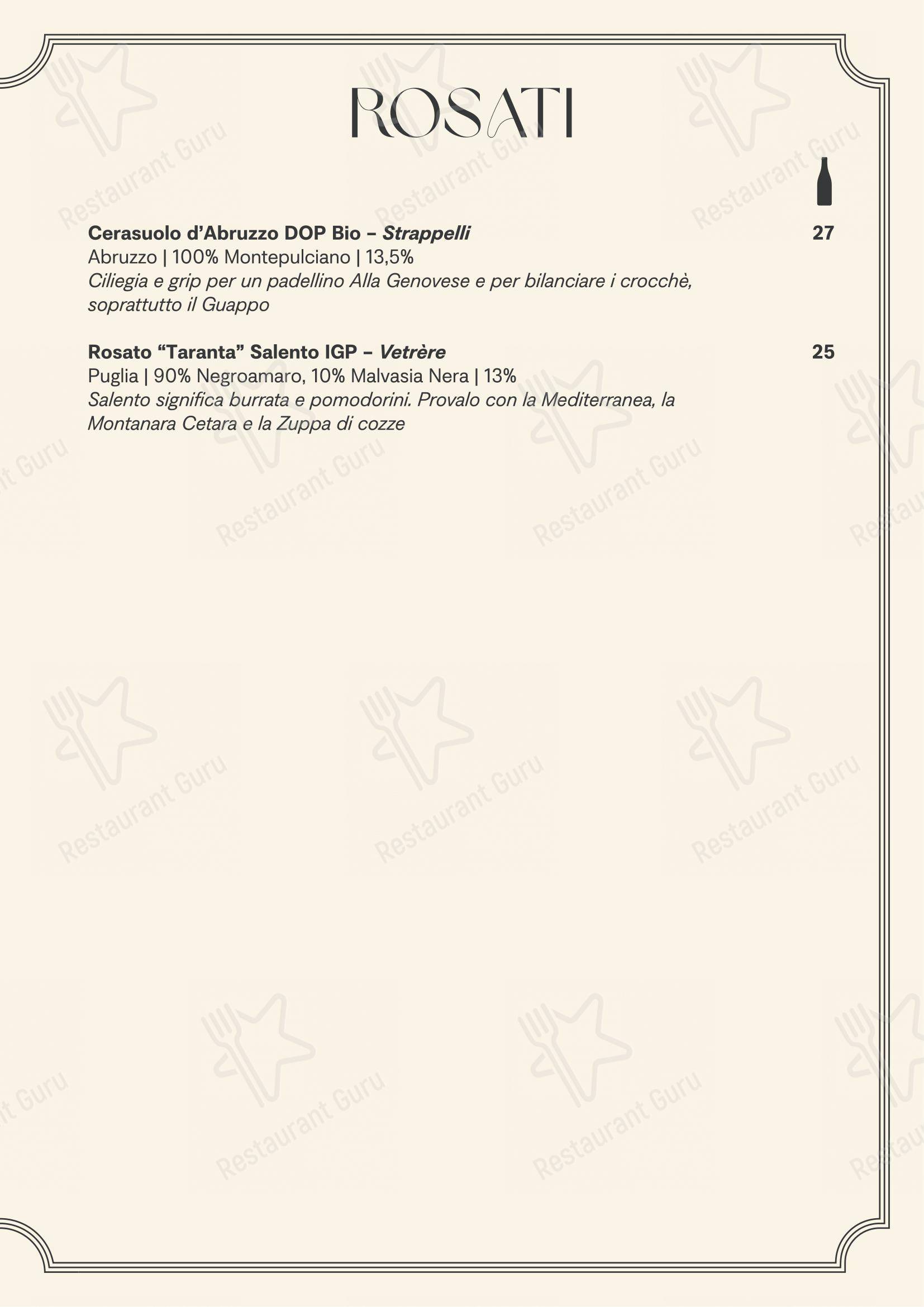 Menu bar per ’a Puteca in Firenze