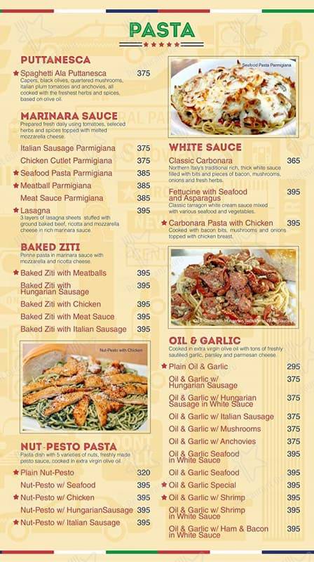 A Veneto Pizzeria Ristorante menu