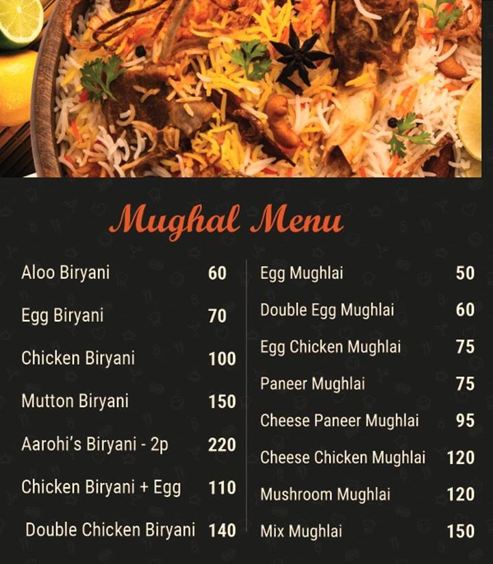 AAROHI'S KITCHEN menu