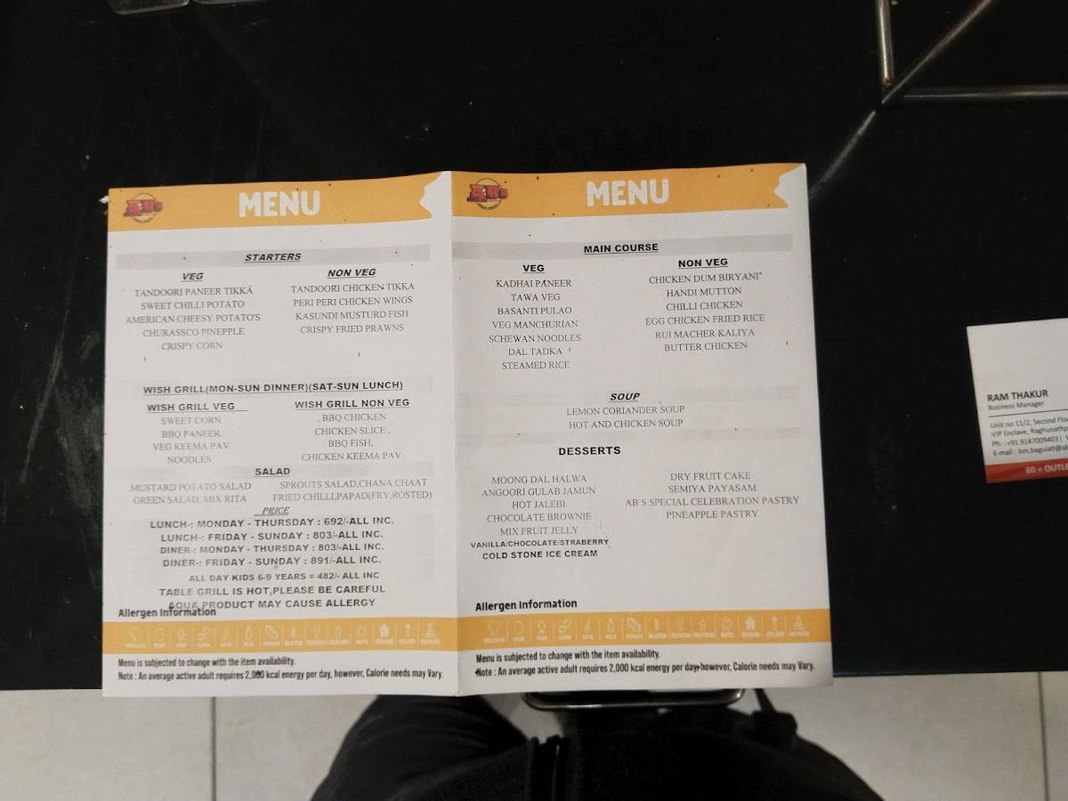 AB's - Absolute Barbecues Baguiati menu