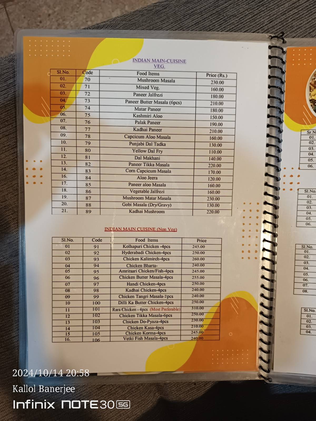 ACE-BENGAL ROOFTOP menu