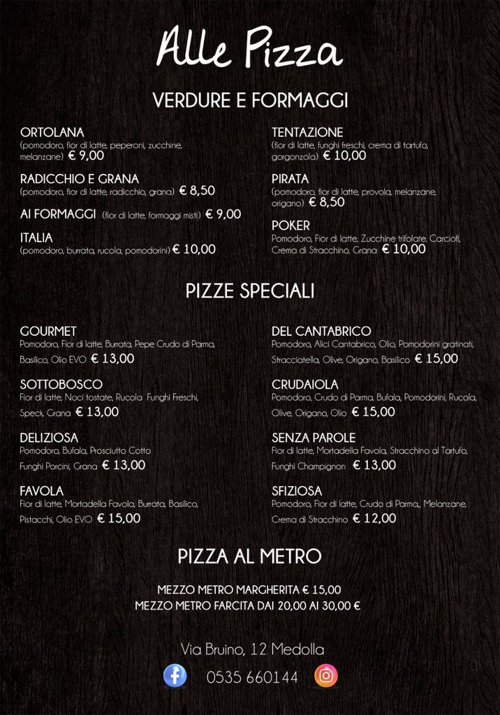 Menu di ALLE PIZZA 