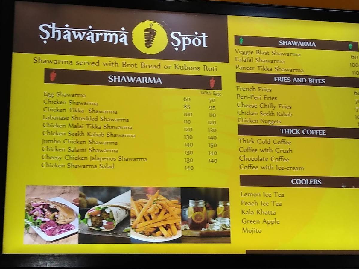 AR's Arebian Shawarma menu