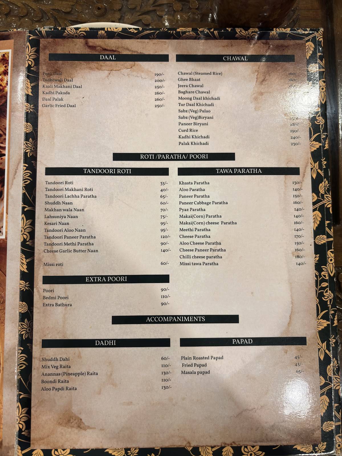 Aarvi's Pure Veg The Cuisine of Hastinapur menu