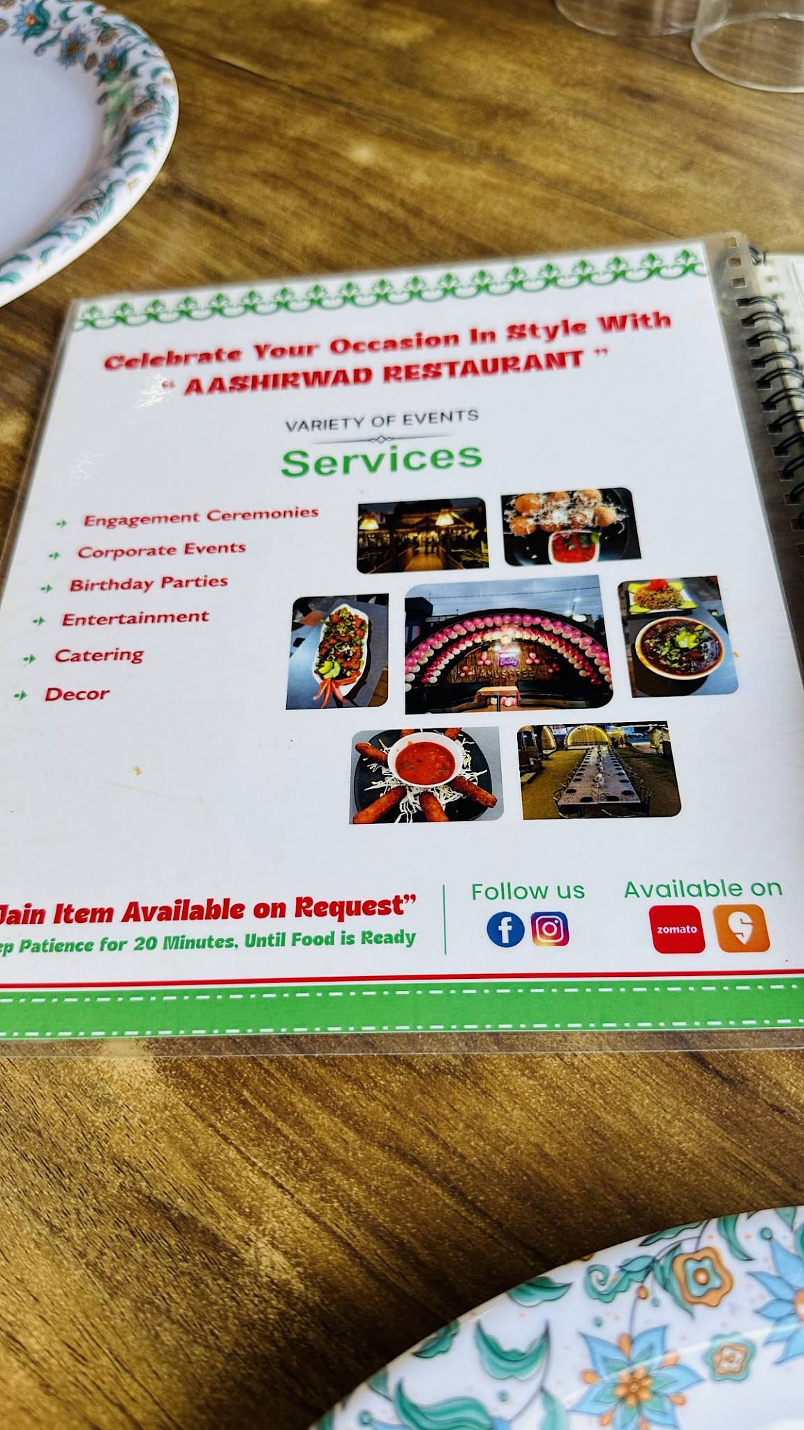 Aashirwad restaurant menu