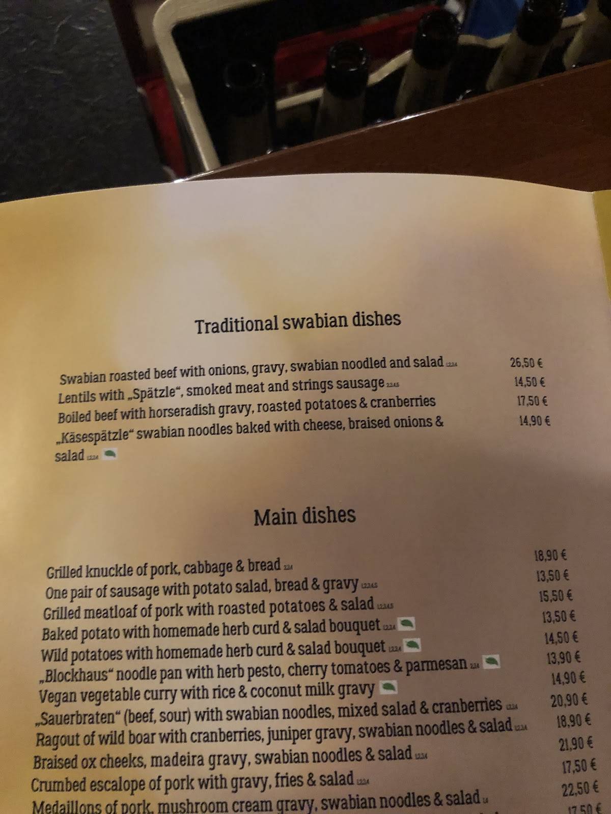 Menu de Blockhaus Seeger