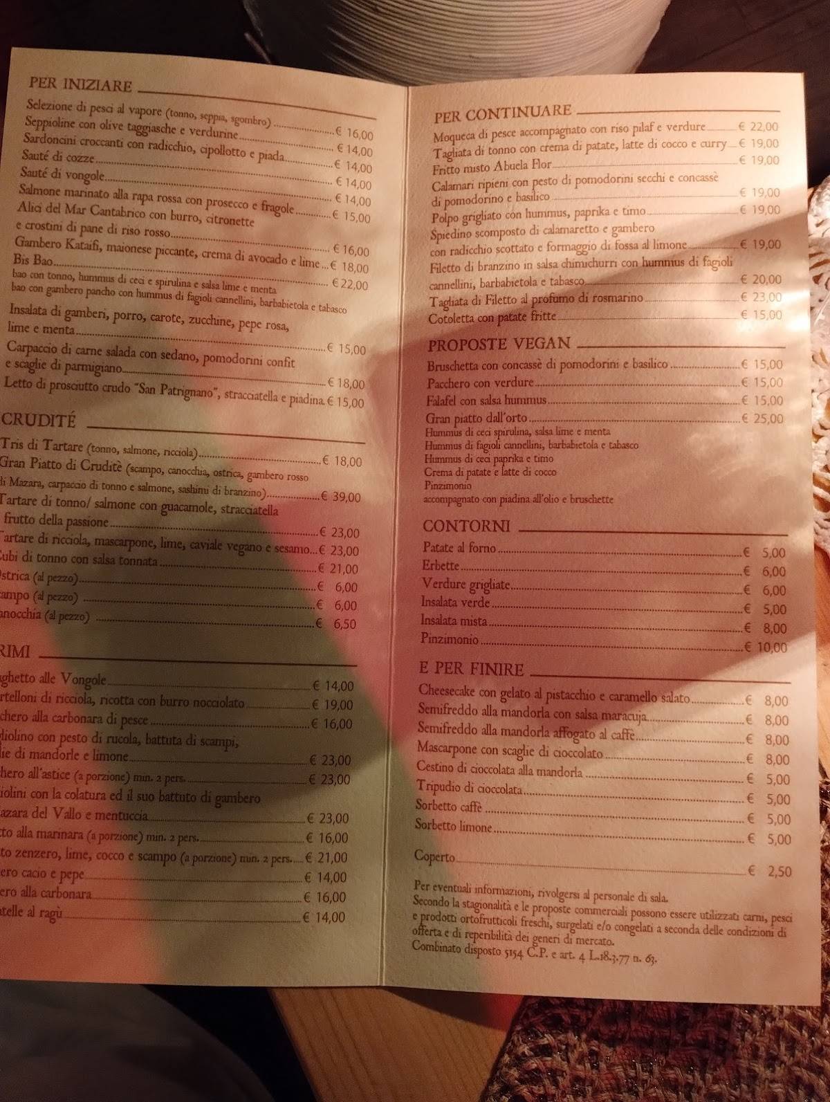 Menu di Abuela Flor Locanda 