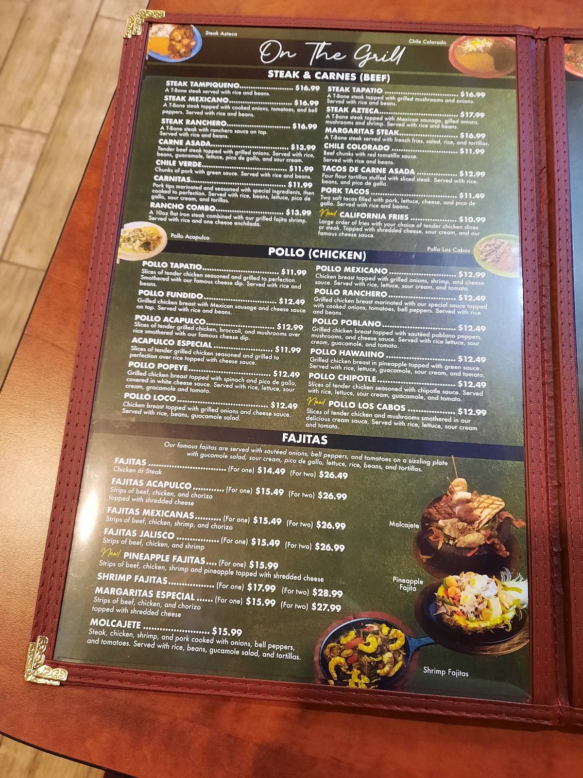 Menu at Acapulco Mexican Grill restaurant, Wahoo