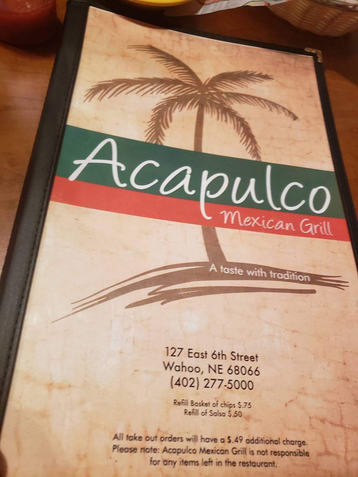 Menu at Acapulco Mexican Grill restaurant, Wahoo