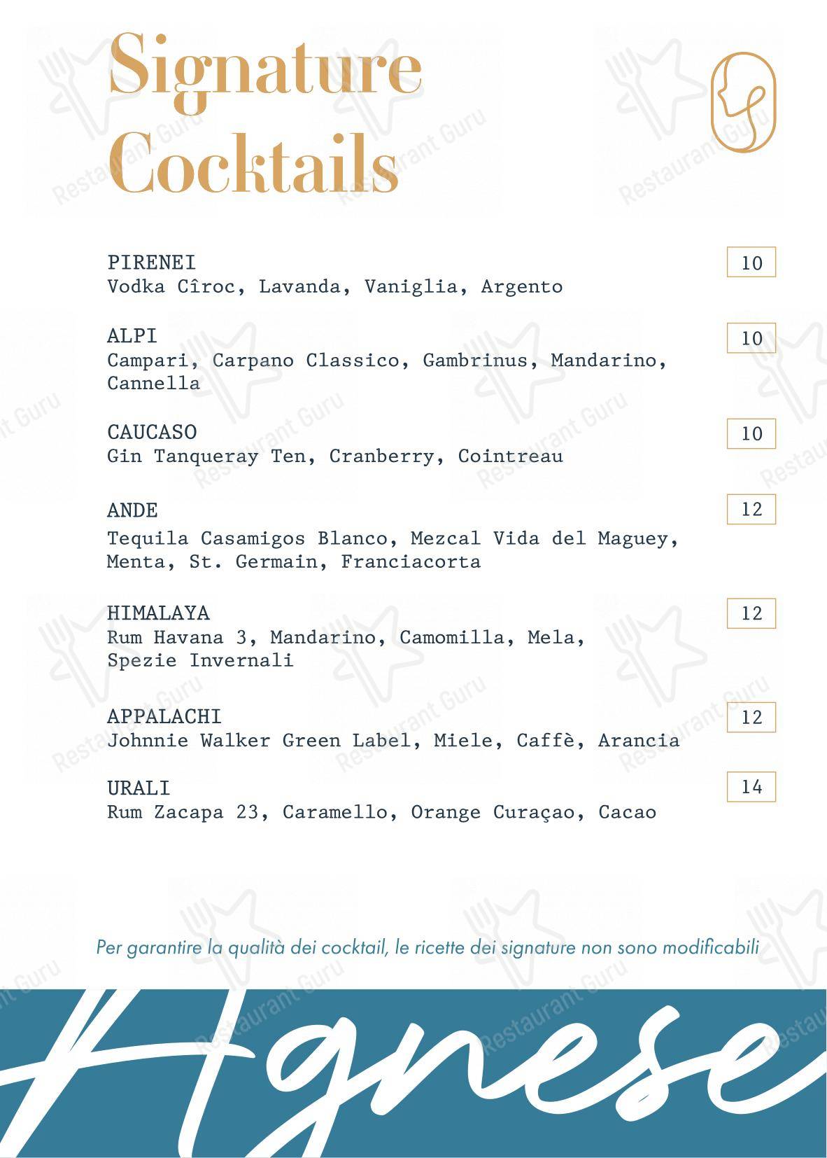 菜单 per Agnese bistrot pub & bar