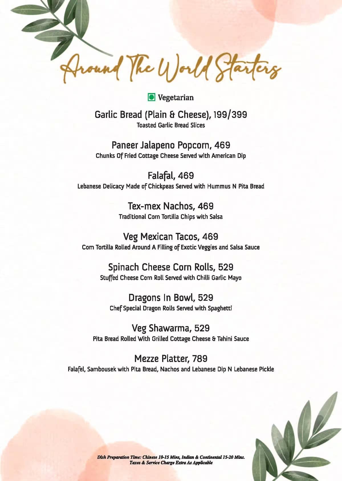The Salt Cafe menu