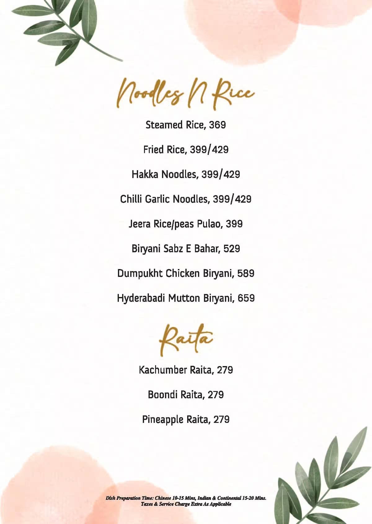 The Salt Cafe menu