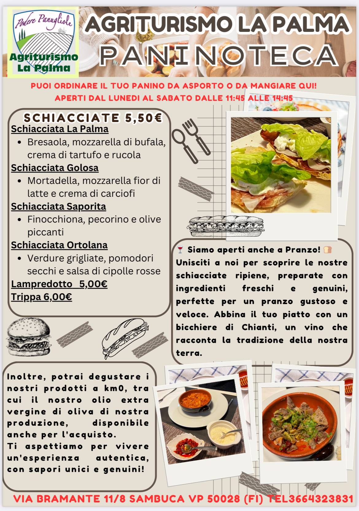 Menu di Agriturismo La Palma Ristorante Pernottamento 