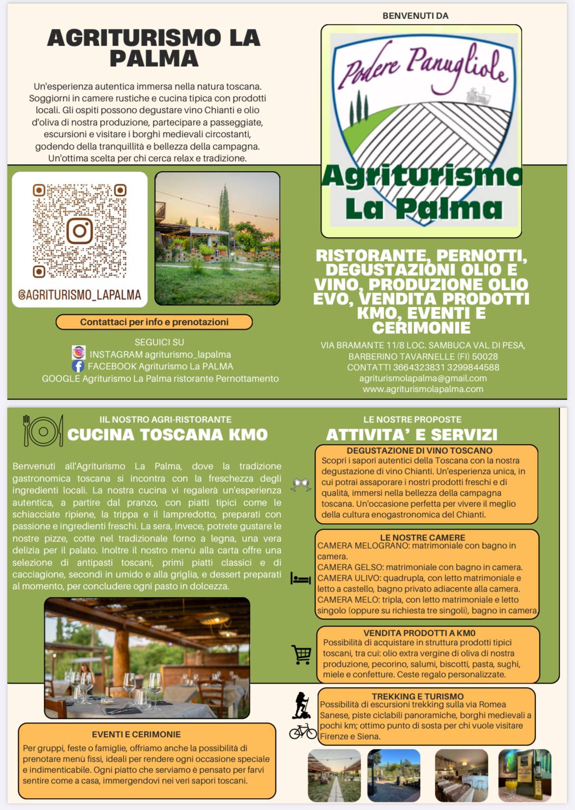 Menu di Agriturismo La Palma Ristorante Pernottamento 