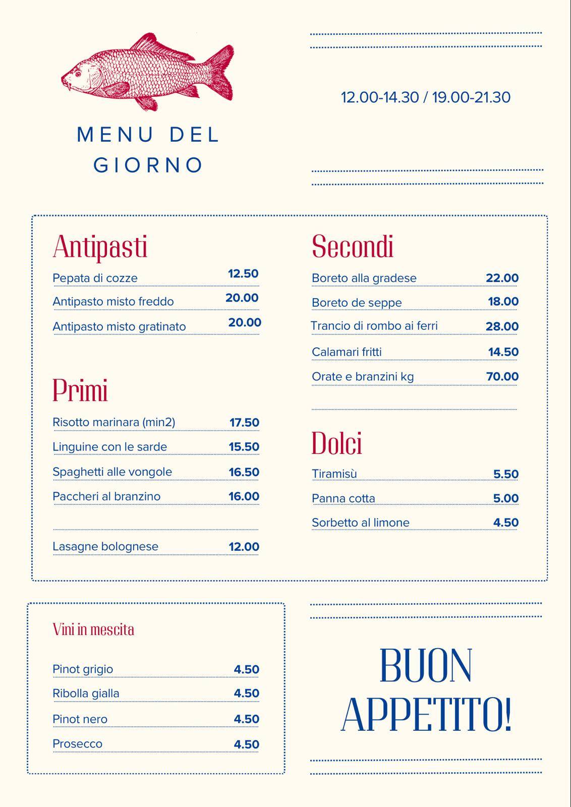 Menu di Ai Bragossi 