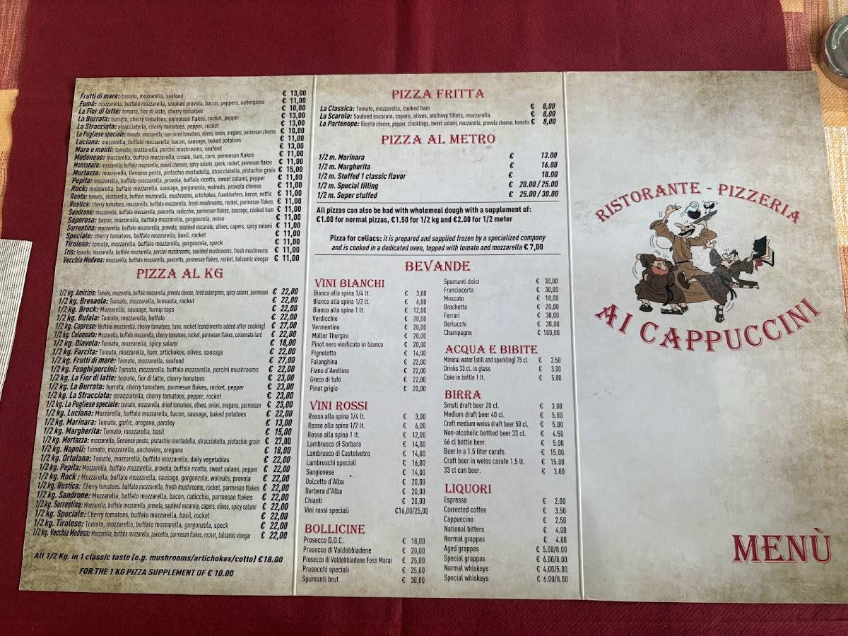 Menu di Ristorante Pizzeria Ai Cappuccini 