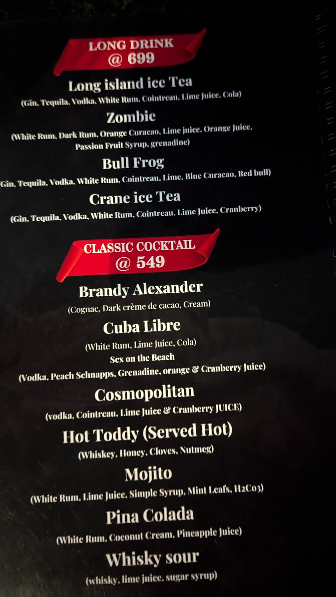 Ajantha Rooftop Restaurant menu