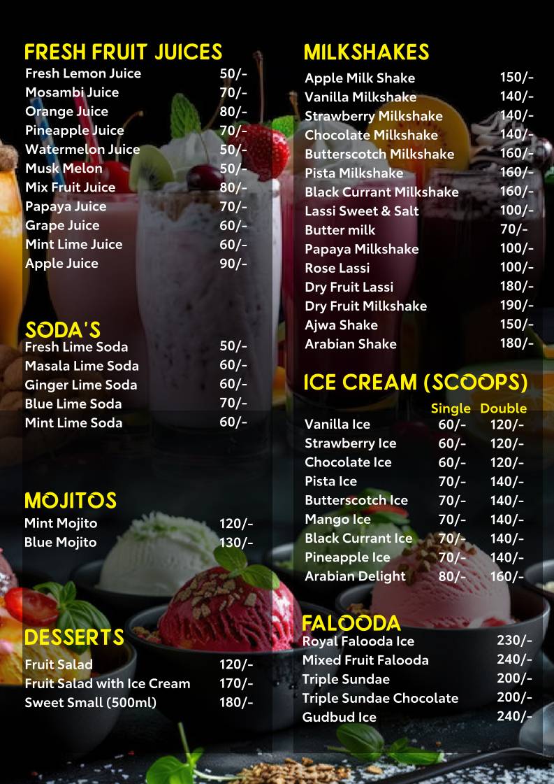 Ajwa Family Restaurant menu