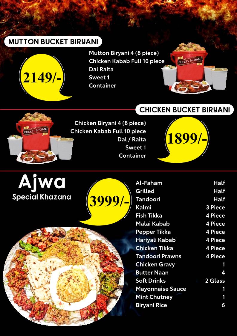 Ajwa Family Restaurant menu