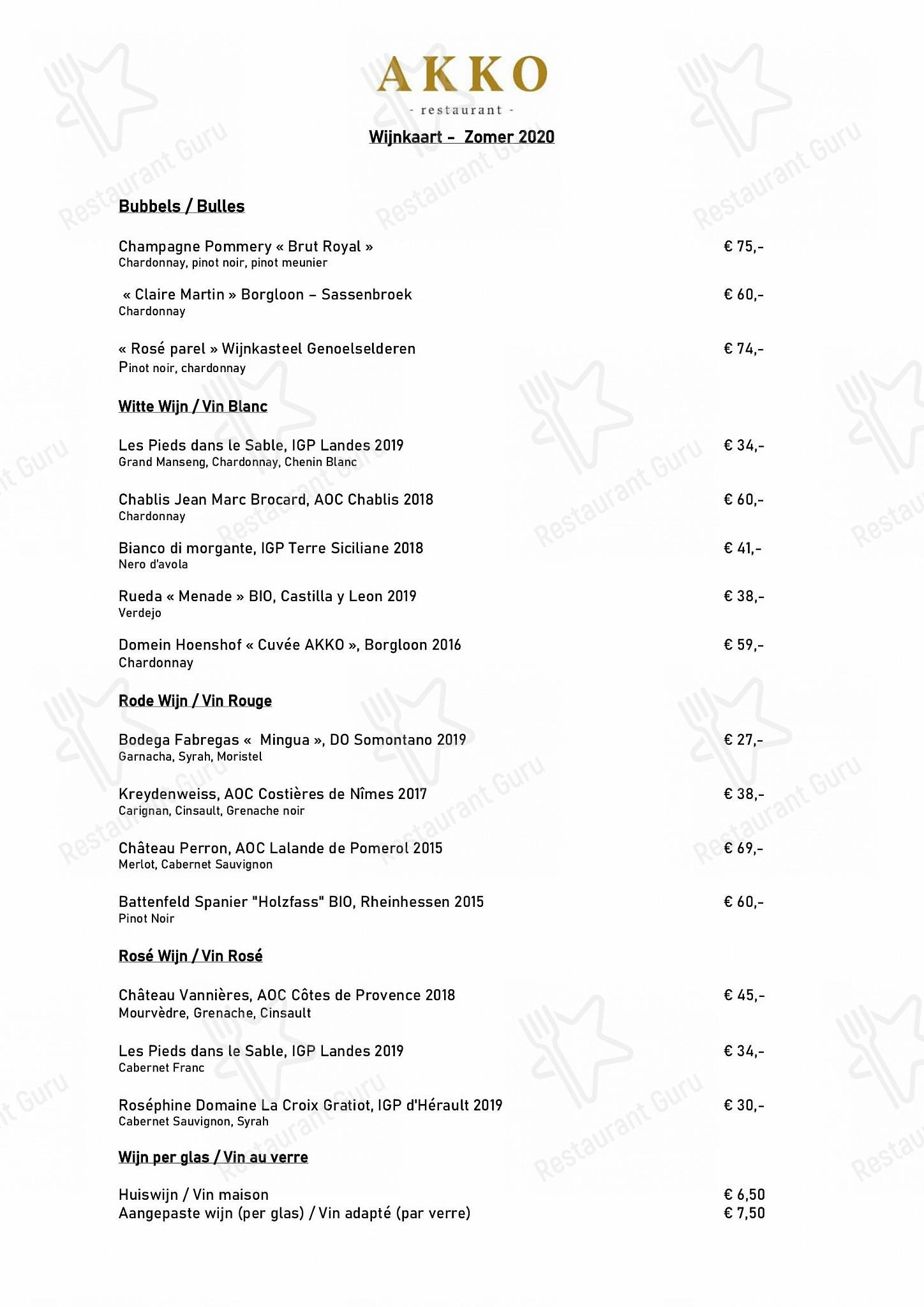 Menu pour AKKO - Table Menu