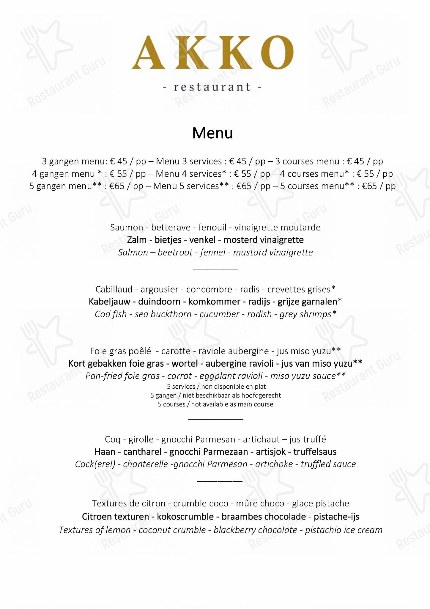 AKKO dans Bilzen - Table Menu