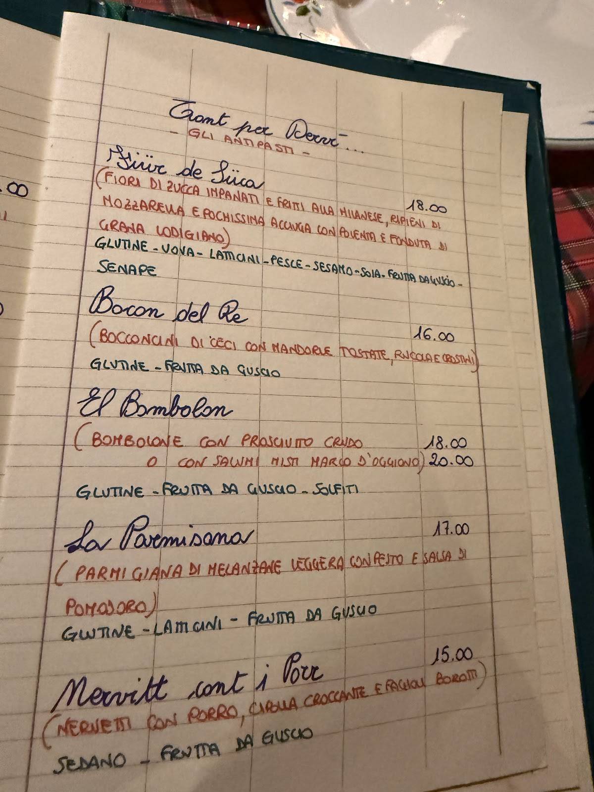 Menu de Al Garghet