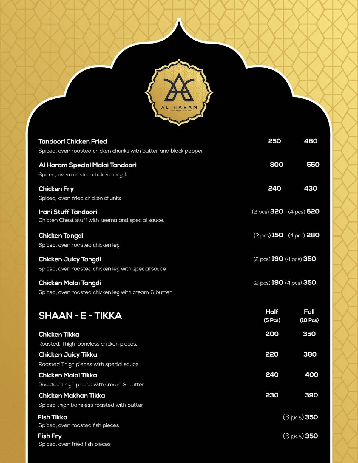 Al Haram kota menu