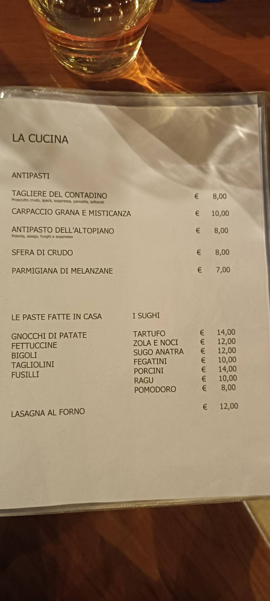 Menu di Al Maronaro 
