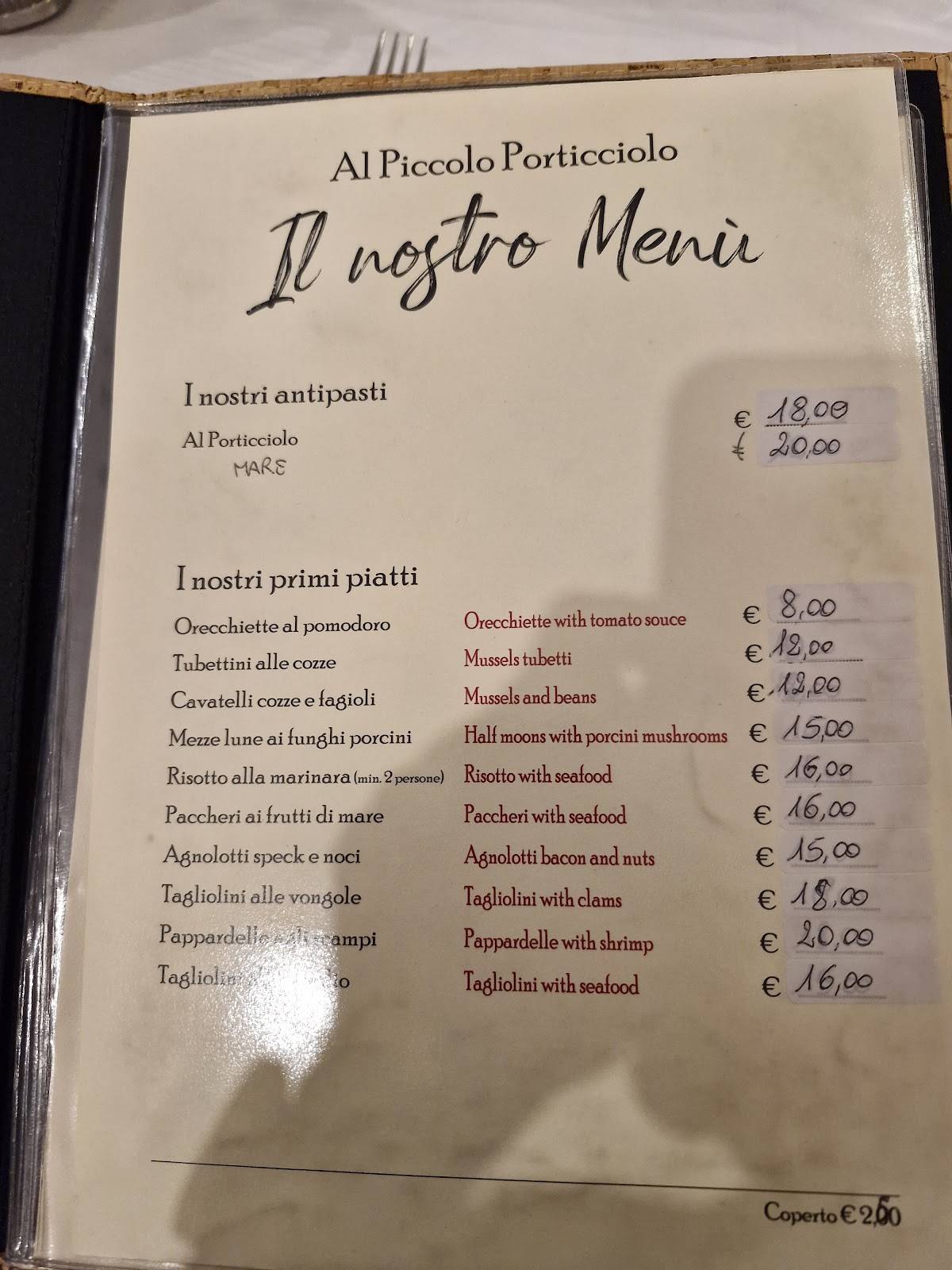 Menu di Ristorante al Piccolo Porticciolo 
