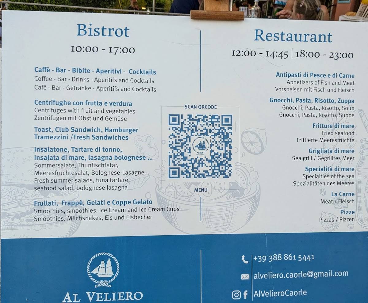 Menu di Al Veliero Caorle Ristorante 