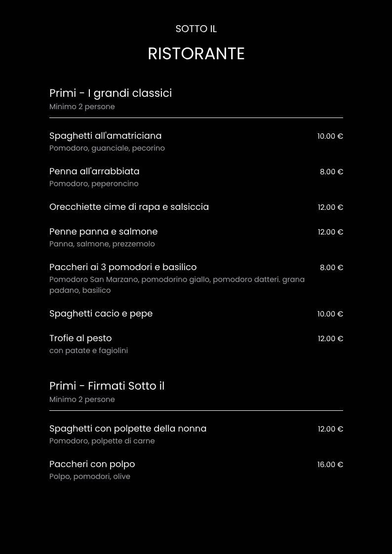 Menu di Sotto Il Albenga 