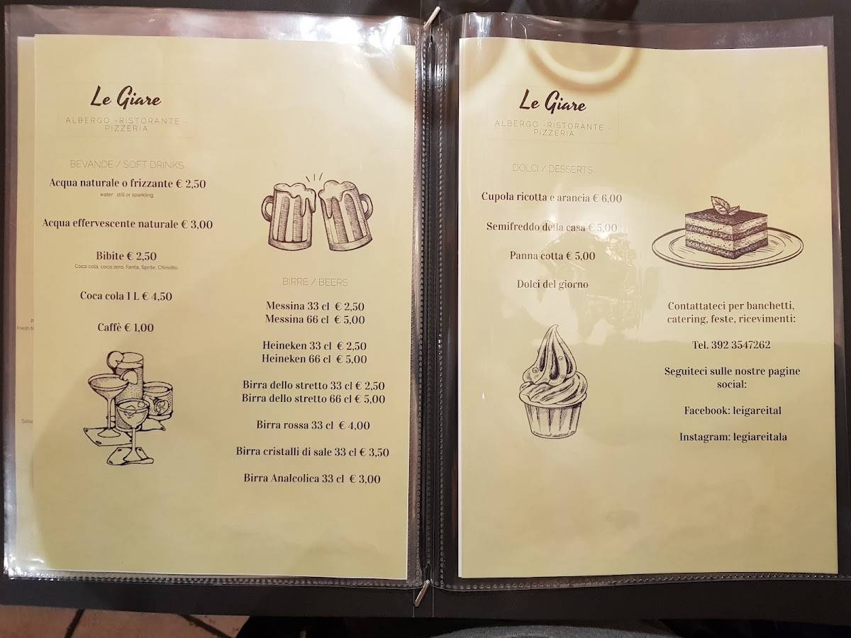 Menu di Albergo Ristorante Le Giare 