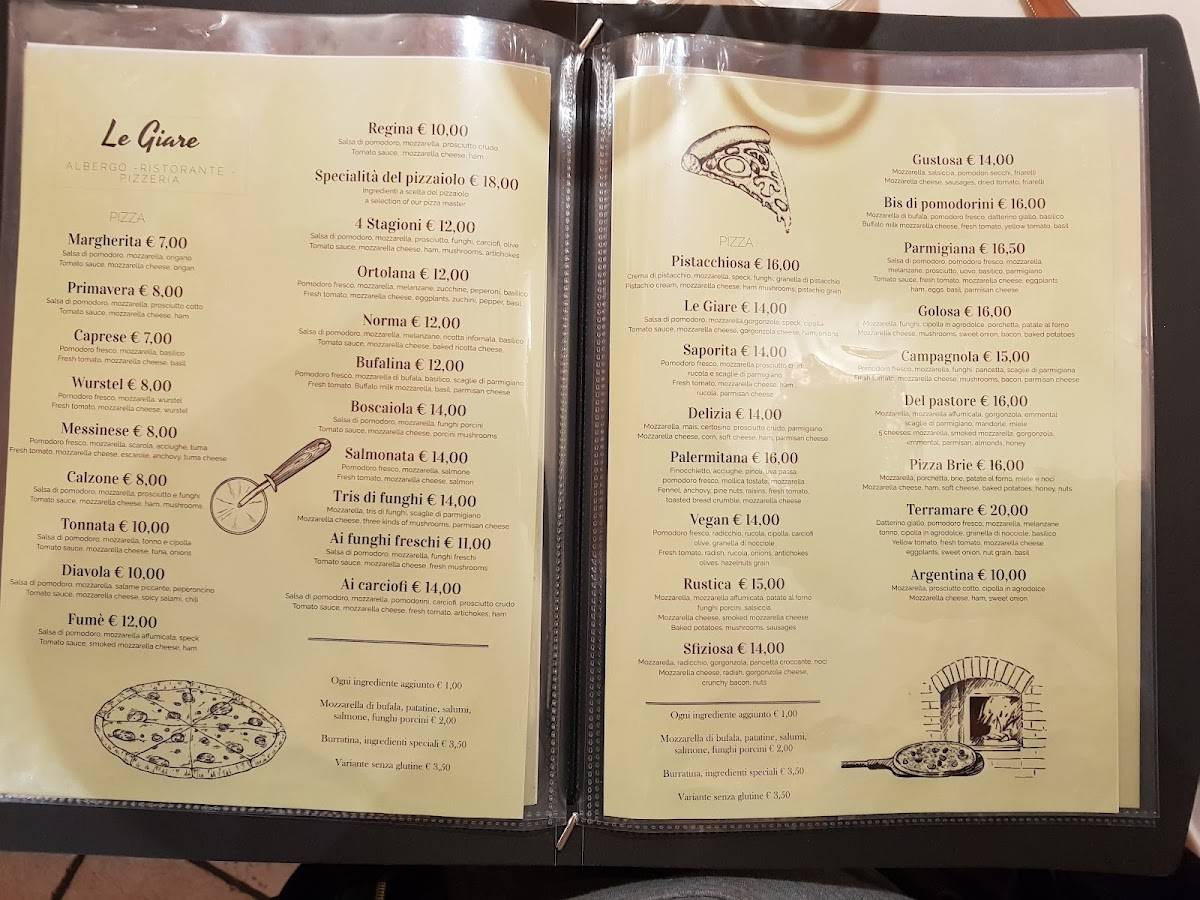 Menu di Albergo Ristorante Le Giare 