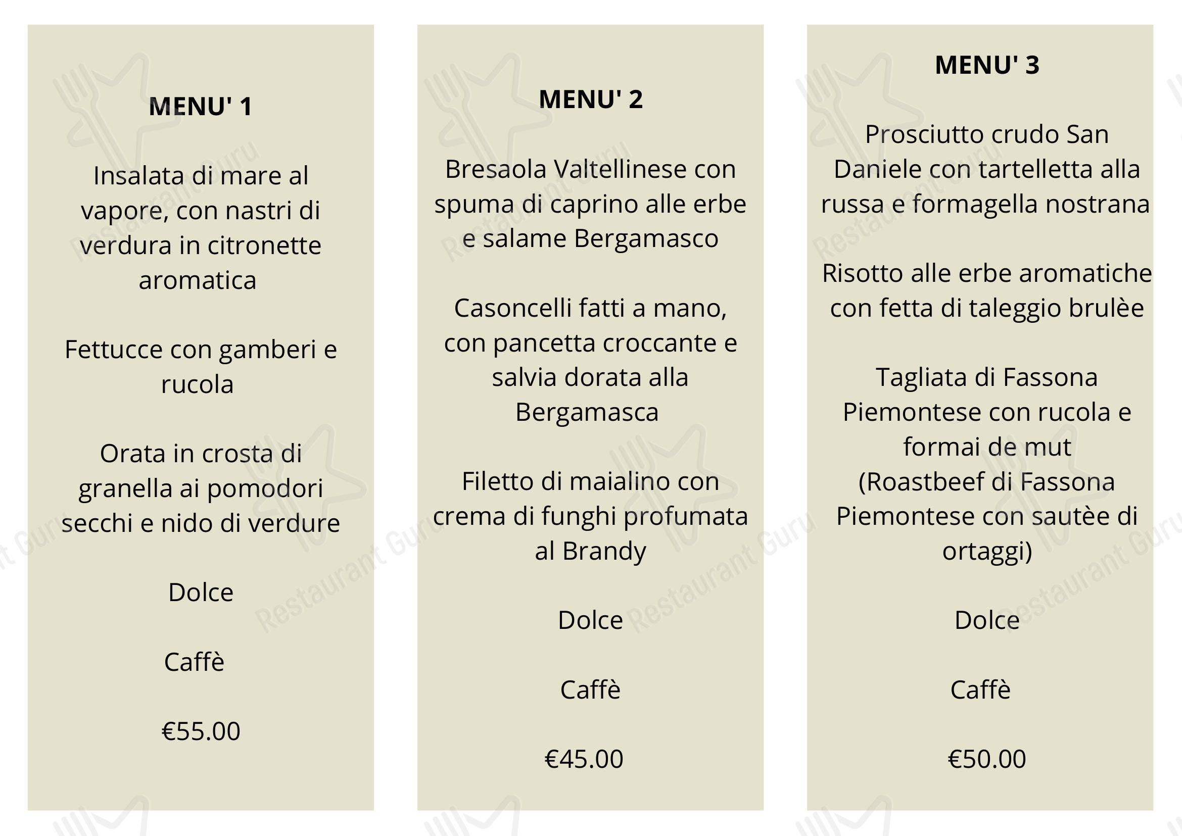 Ristorante Isola Zio Bruno in Albino - Основное меню