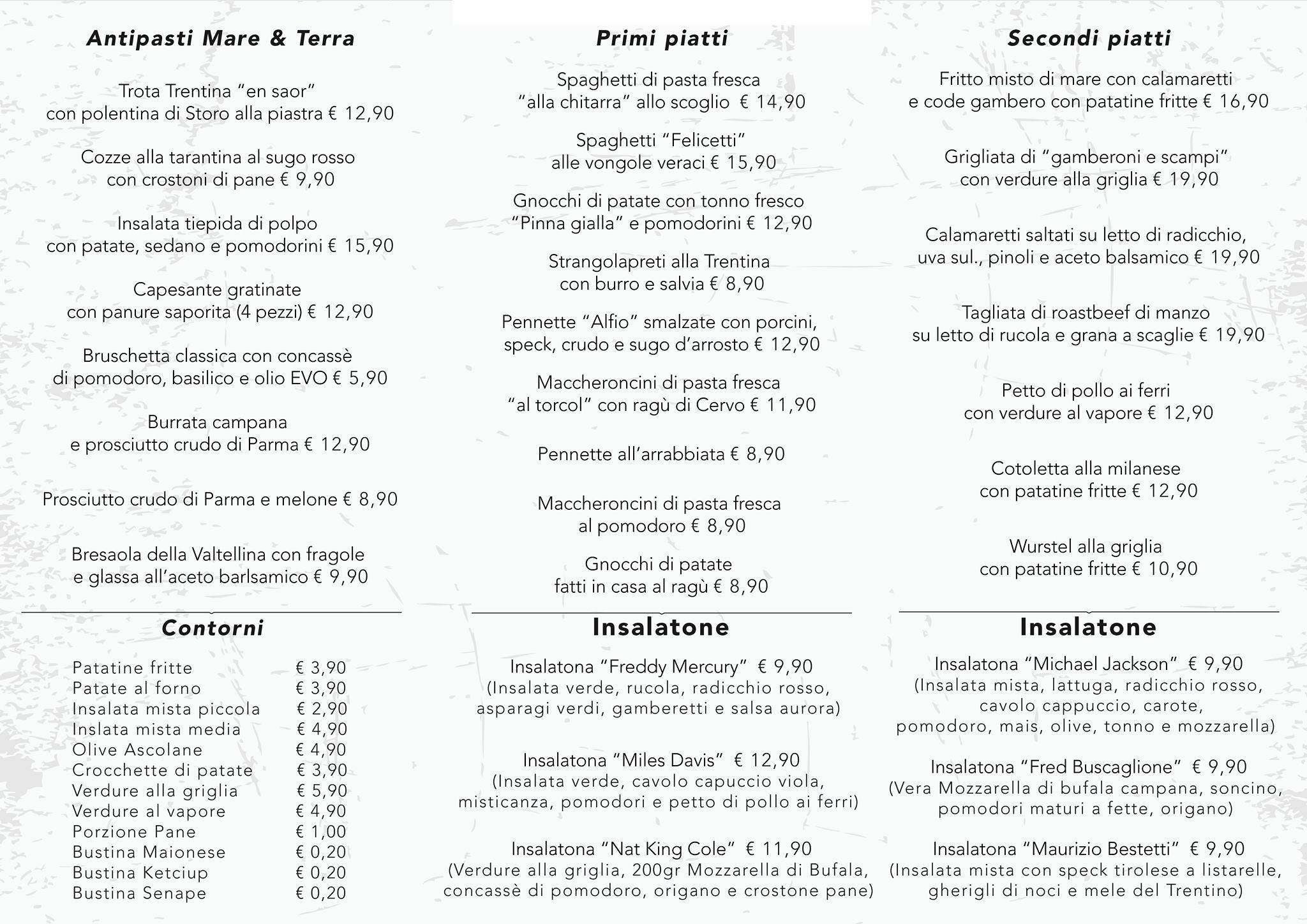Menu di ALFIO Ristorante Pizzeria Bar 