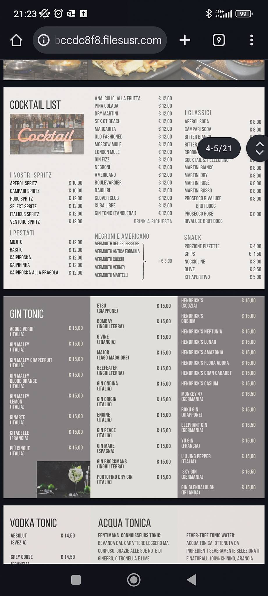 Menu di AllEur - Caffè e cucina 