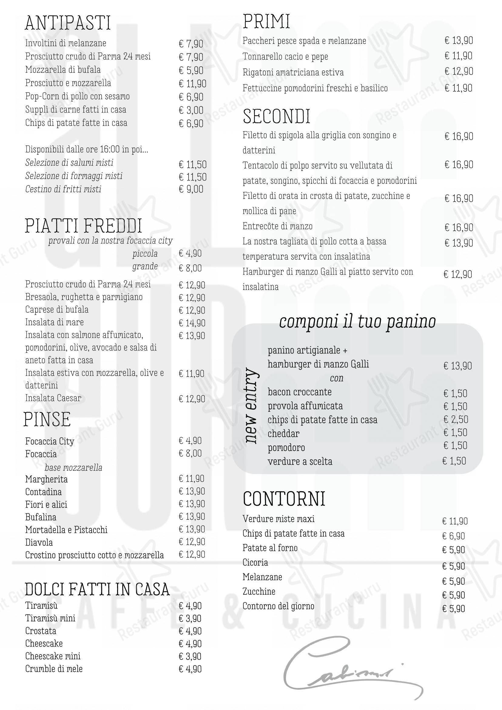 菜单 per AllEur - Caffè e cucina ristorante