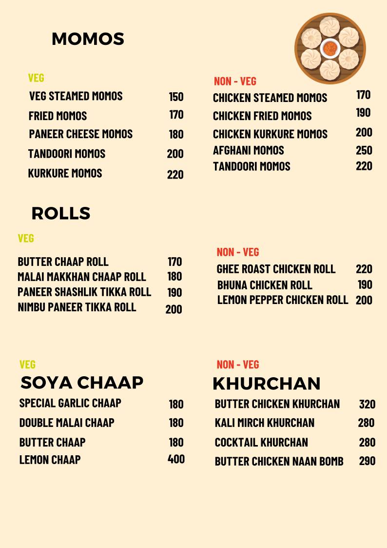 The Cabana 2.0 menu